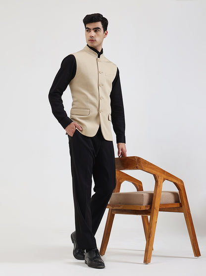 Camel Solid Regular Fit Waistcoat | Wyre