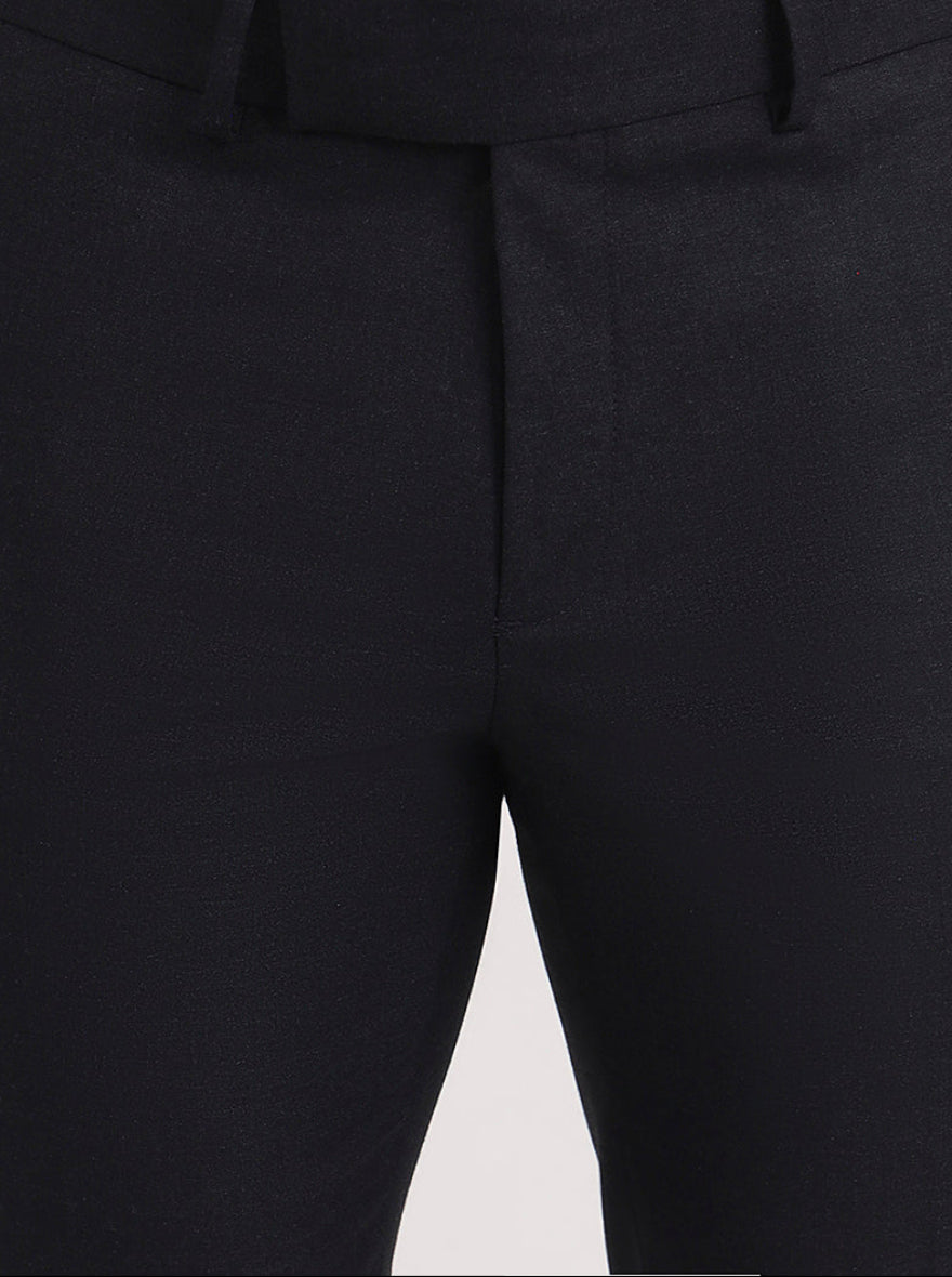 Navy Blue Solid Slim Fit Formal Trouser | Greenfibre