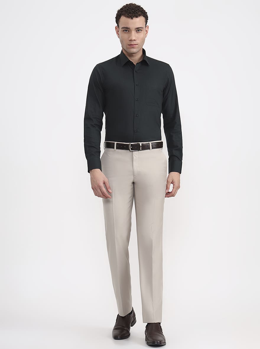 Bottle Green Solid Slim Fit Formal Shirt | JadeBlue Youth