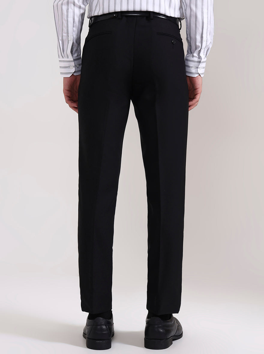 Black Solid Slim Fit Formal Trouser | Wyre