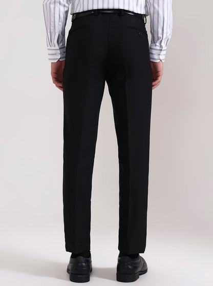 Black Solid Slim Fit Formal Trouser | Wyre