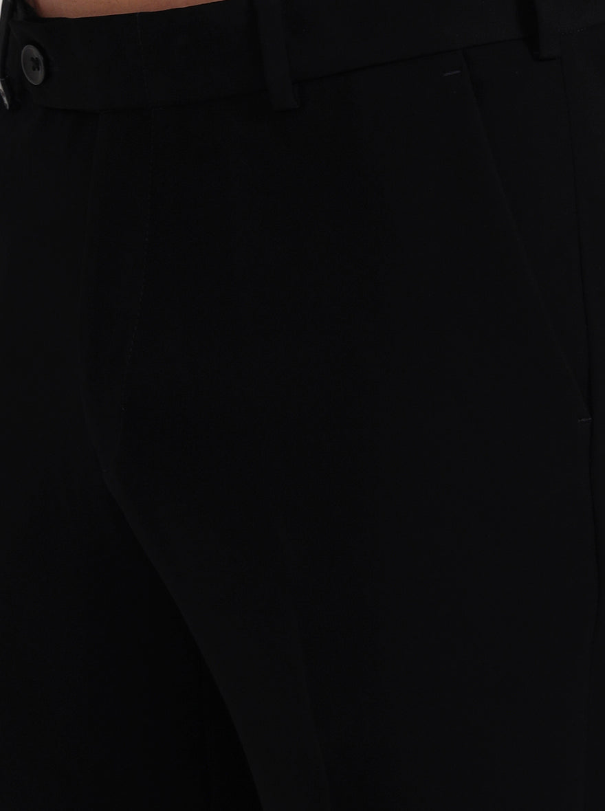 Black Solid Slim Fit Formal Trouser | Wyre