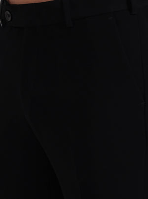 Black Solid Slim Fit Formal Trouser | Wyre