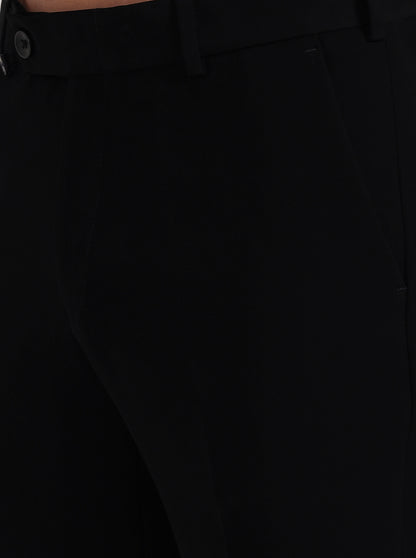 Black Solid Slim Fit Formal Trouser | Wyre