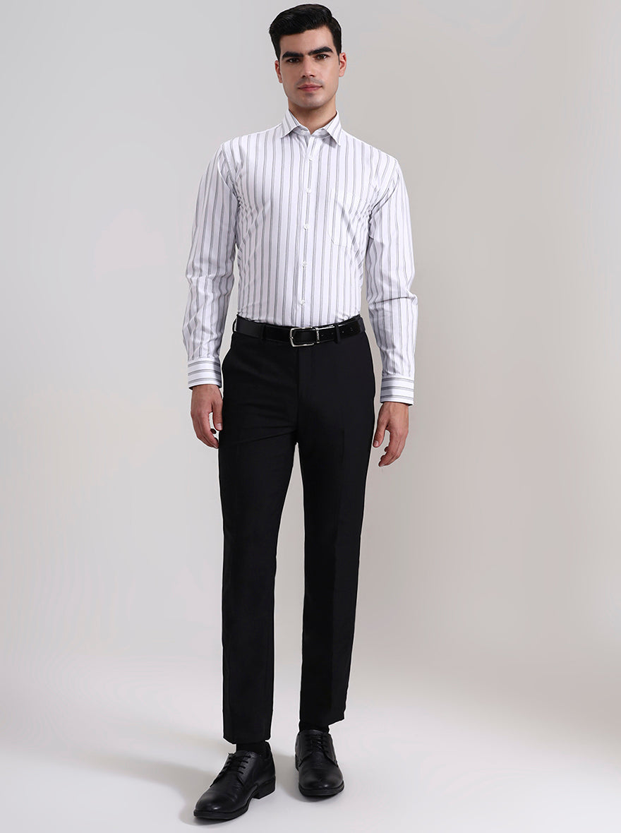 Black Solid Slim Fit Formal Trouser | Wyre