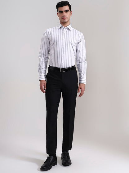 Black Solid Slim Fit Formal Trouser | Wyre