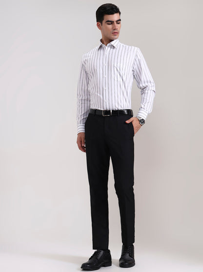 Black Solid Slim Fit Formal Trouser | Wyre