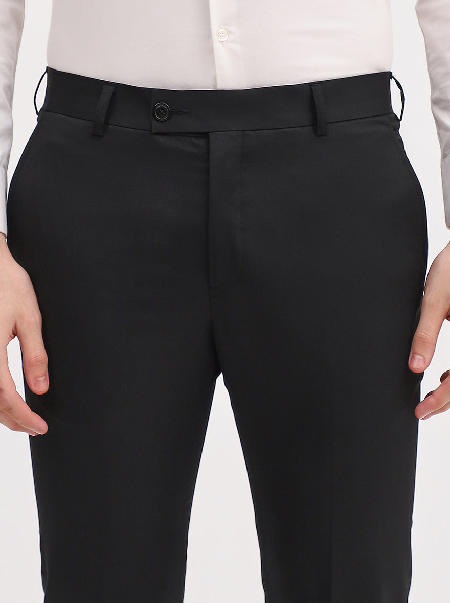 Black Solid Slim Fit Formal Trouser | JadeBlue Super Luxe