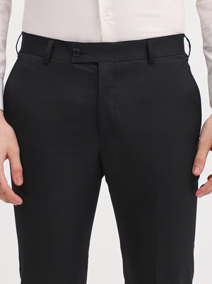 Black Solid Slim Fit Formal Trouser | JadeBlue Super Luxe