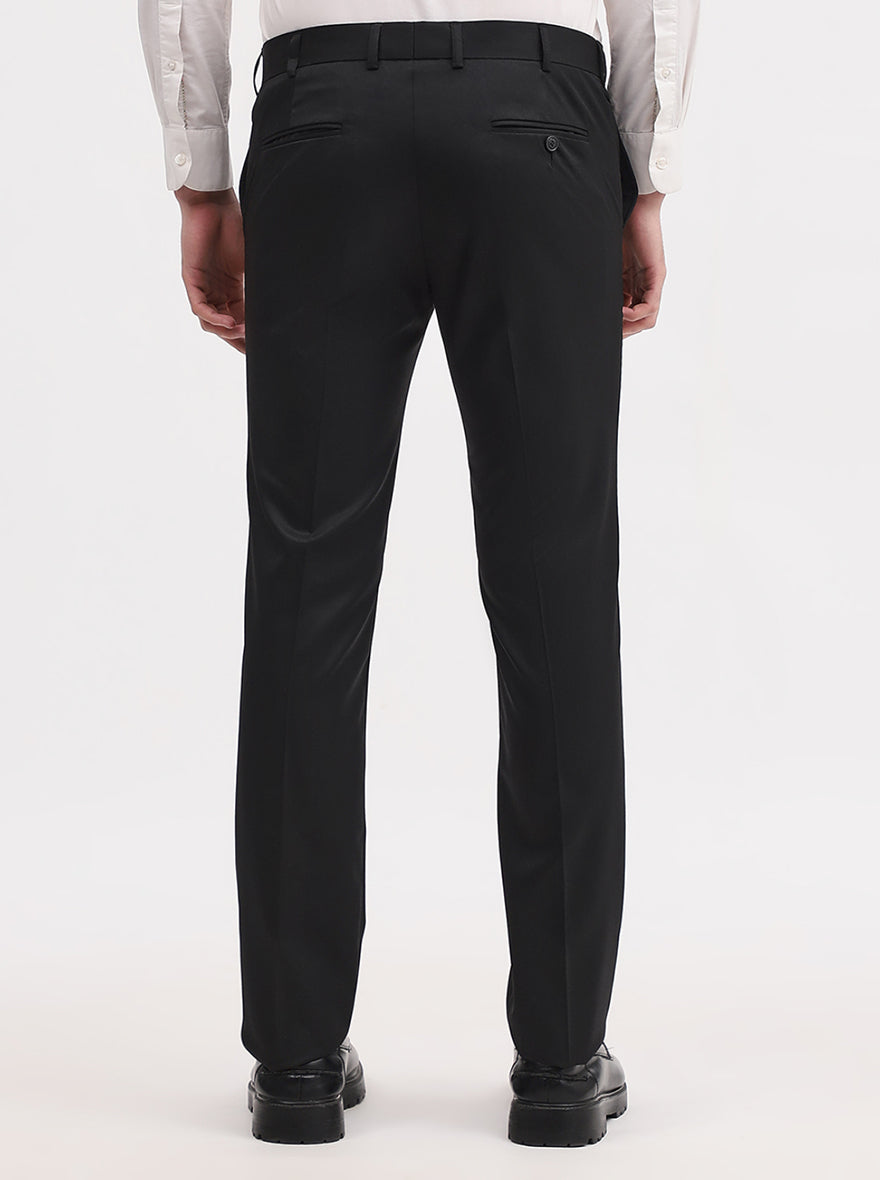 Black Solid Slim Fit Formal Trouser | JadeBlue Super Luxe