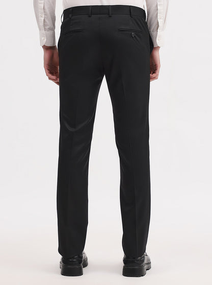 Black Solid Slim Fit Formal Trouser | JadeBlue Super Luxe
