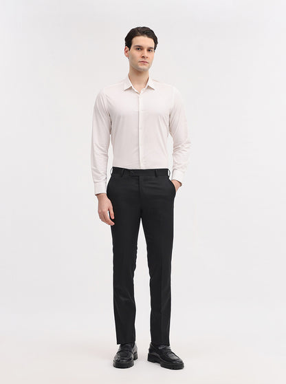 Black Solid Slim Fit Formal Trouser | JadeBlue Super Luxe