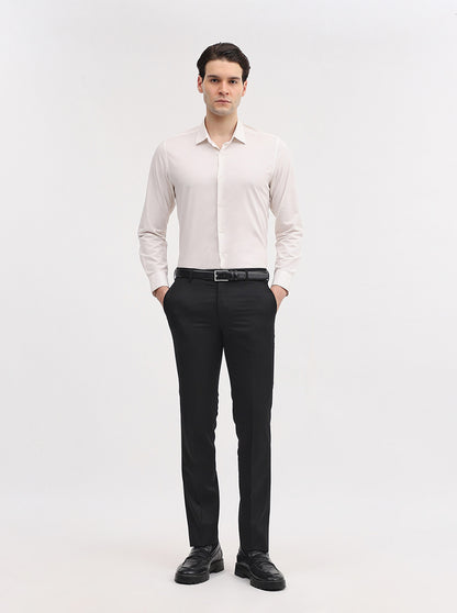 Black Solid Slim Fit Formal Trouser | JadeBlue Super Luxe