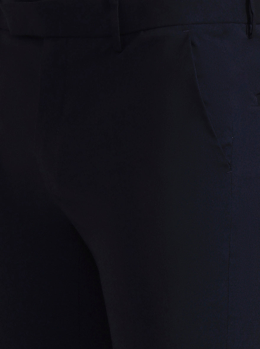 Navy Blue Solid Slim Fit Formal Trouser | Greenfibre
