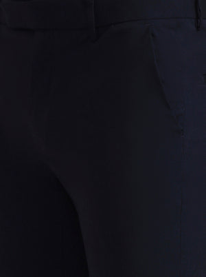 Navy Blue Solid Slim Fit Formal Trouser | Greenfibre