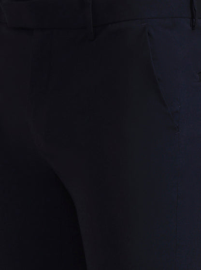 Navy Blue Solid Slim Fit Formal Trouser | Greenfibre