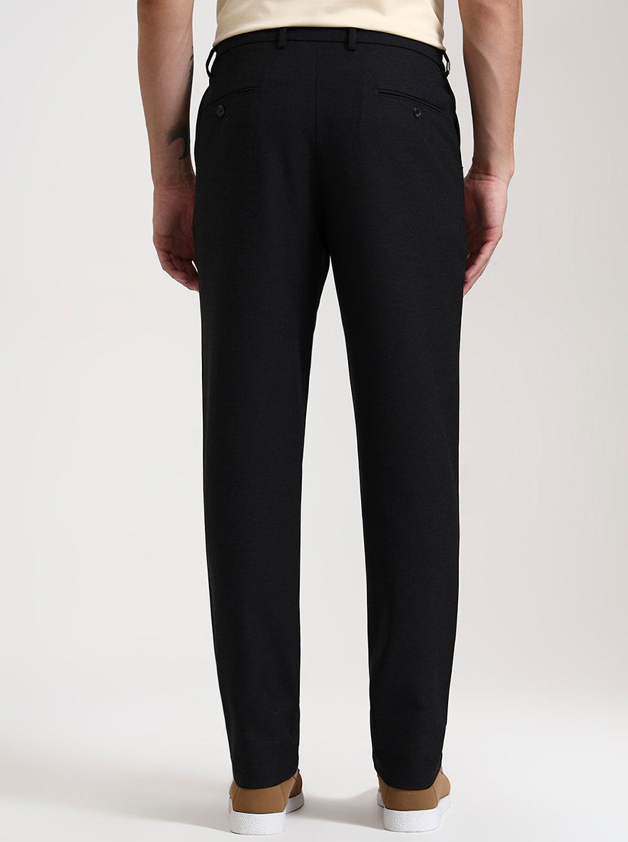 Black Solid Slim Fit Casual Trouser | JadeBlue