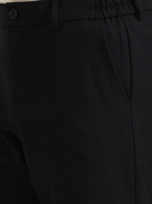Black Solid Slim Fit Casual Trouser | JadeBlue