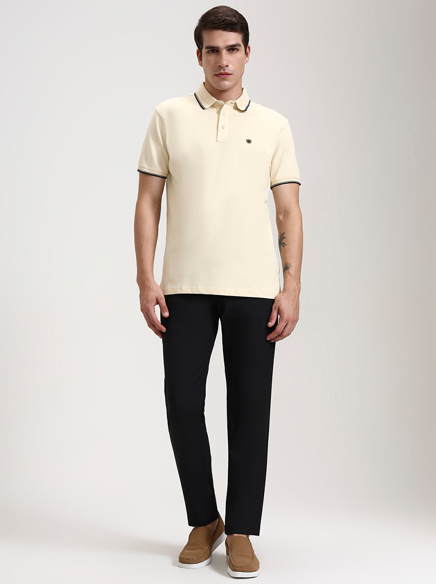 Black Solid Slim Fit Casual Trouser | JadeBlue
