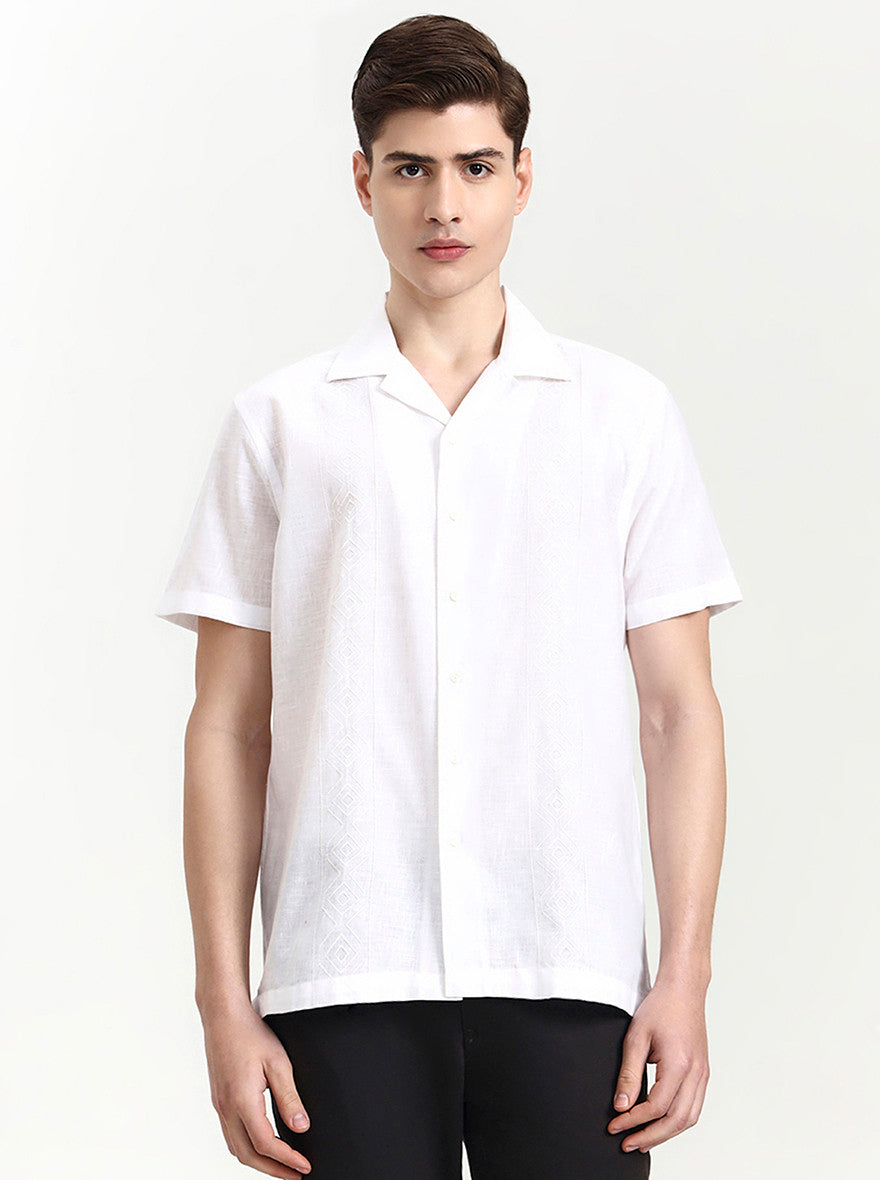White Solid Slim Fit Party Wear Shirt | Wyre