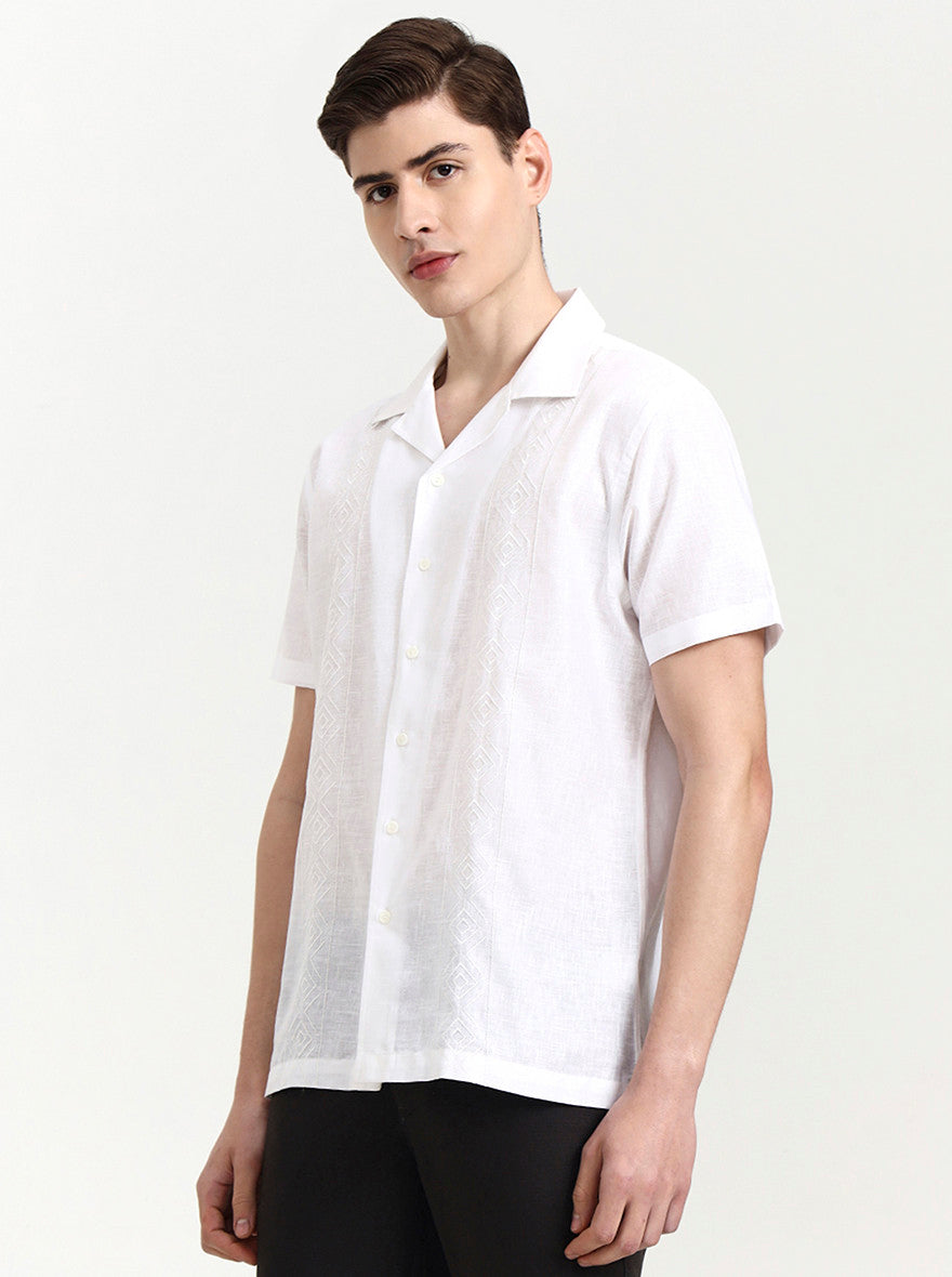 White Solid Slim Fit Party Wear Shirt | Wyre