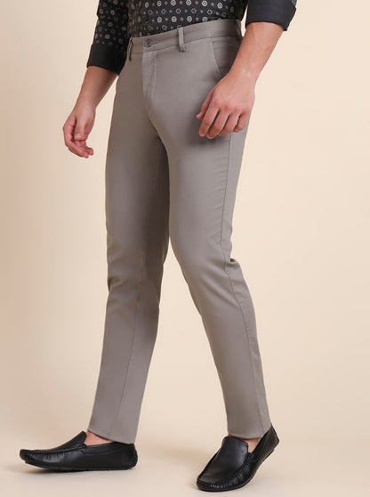 Grey Solid Uno Fit Casual Trouser | JadeBlue