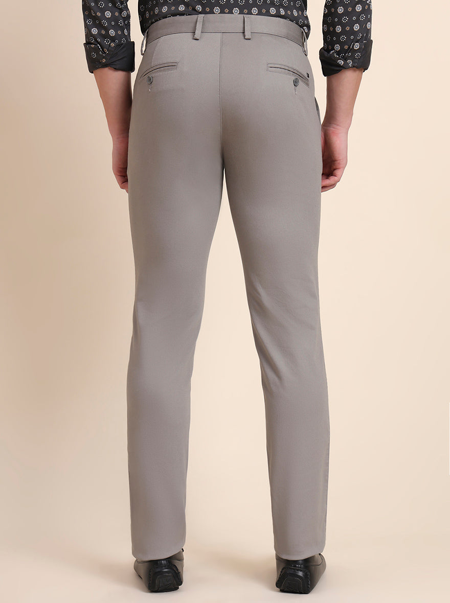 Grey Solid Uno Fit Casual Trouser | JadeBlue