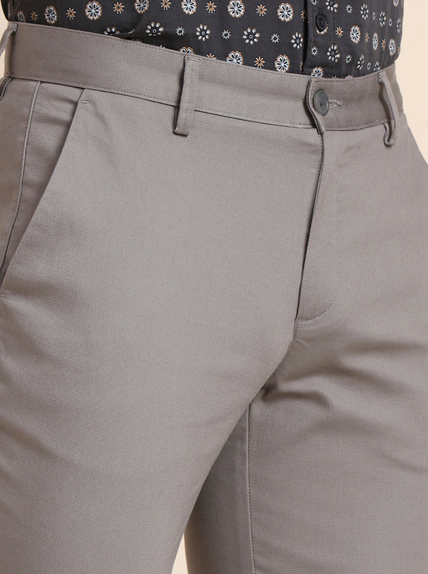 Grey Solid Uno Fit Casual Trouser | JadeBlue