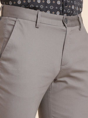 Grey Solid Uno Fit Casual Trouser | JadeBlue