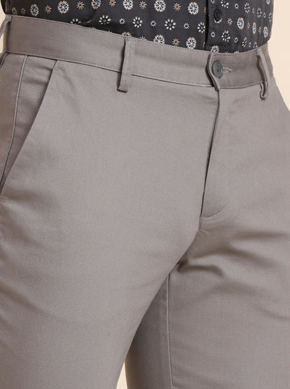 Grey Solid Uno Fit Casual Trouser | JadeBlue