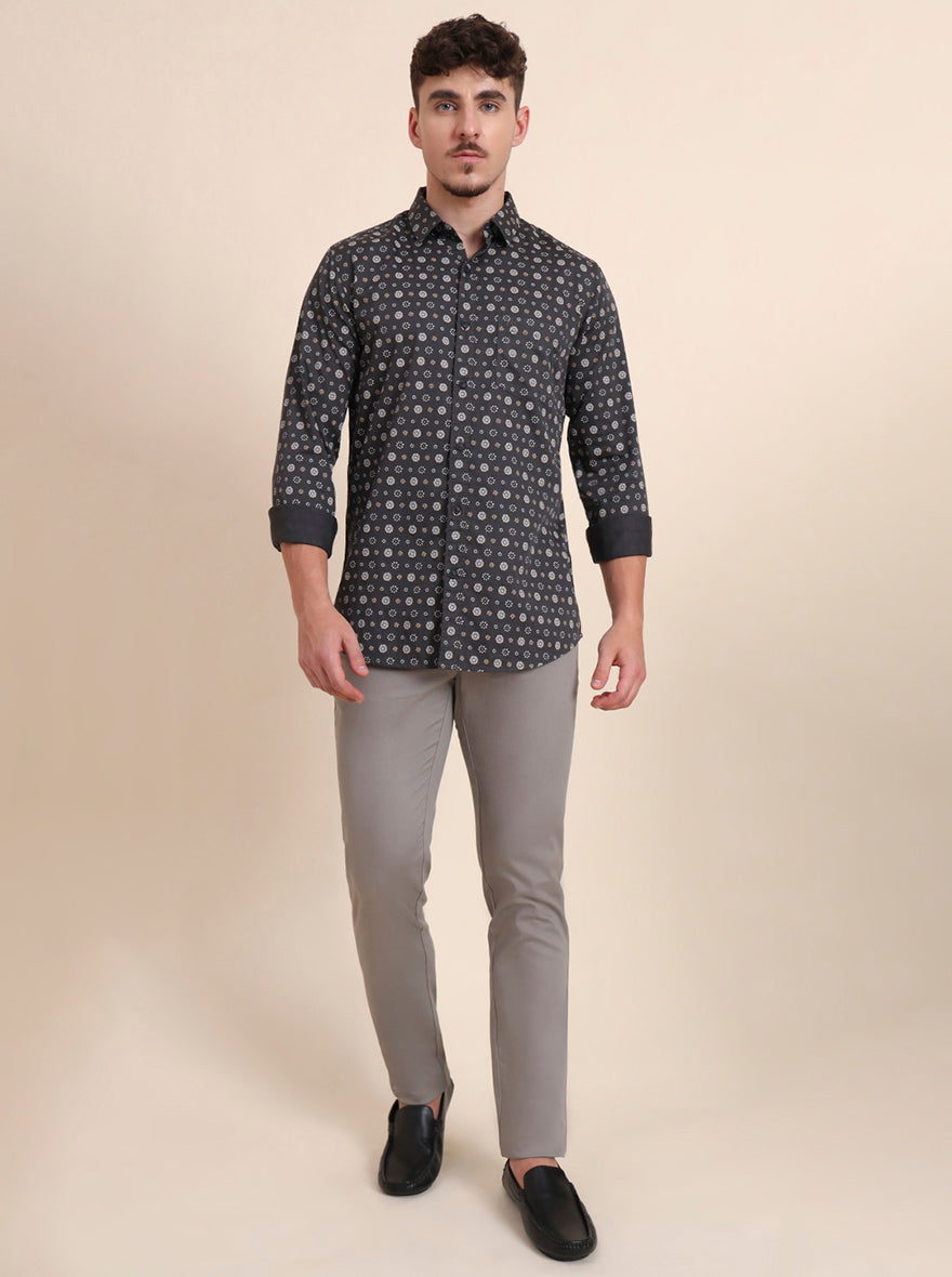 Grey Solid Uno Fit Casual Trouser | JadeBlue