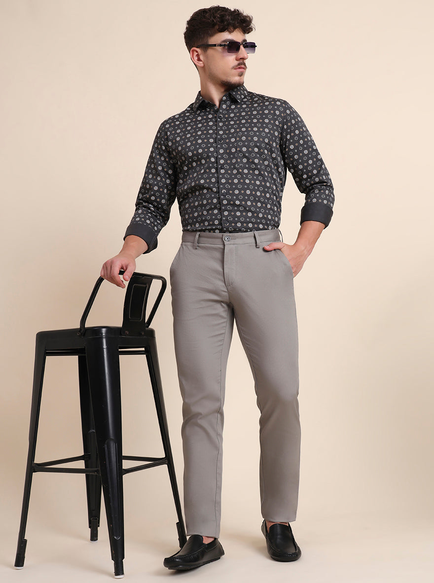 Grey Solid Uno Fit Casual Trouser | JadeBlue