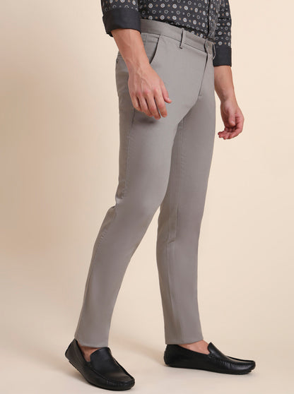Grey Solid Uno Fit Casual Trouser | JadeBlue