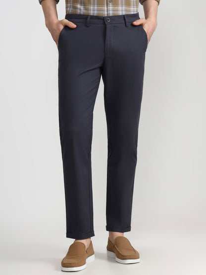 Dark Grey Solid Neo Fit Casual Trouser | Greenfibre