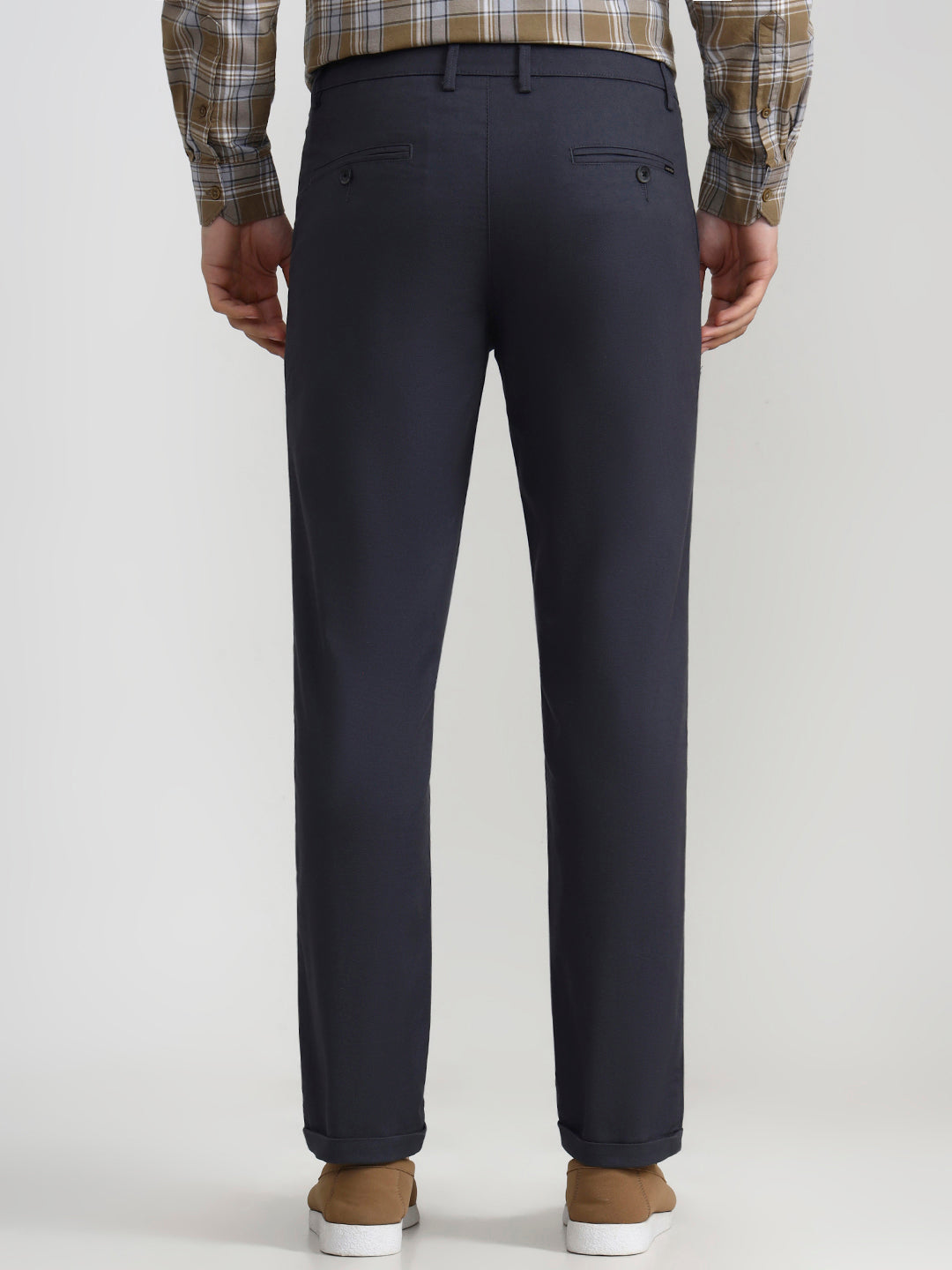 Dark Grey Solid Neo Fit Casual Trouser | Greenfibre