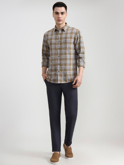 Dark Grey Solid Neo Fit Casual Trouser | Greenfibre