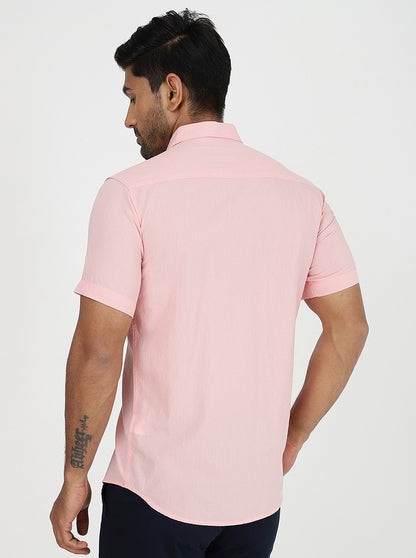 Pink Solid Slim Fit Casual Shirt | JadeBlue