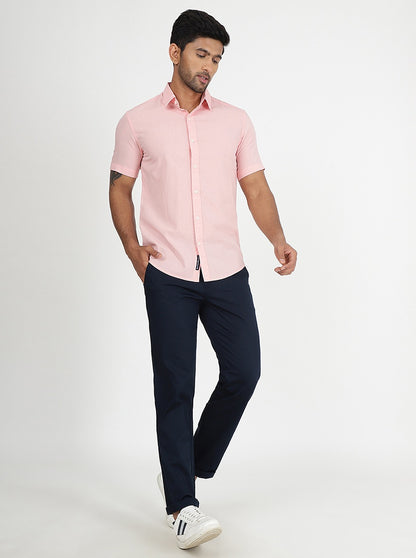 Pink Solid Slim Fit Casual Shirt | JadeBlue
