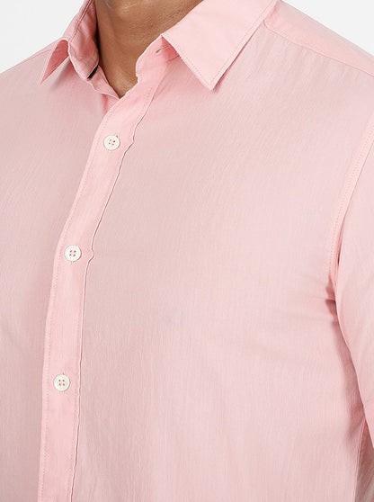 Pink Solid Slim Fit Casual Shirt | JadeBlue