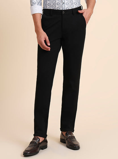 Black Solid Slim Fit Club Wear Trouser | JB Studio
