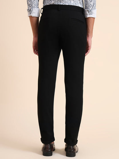 Black Solid Slim Fit Club Wear Trouser | JB Studio