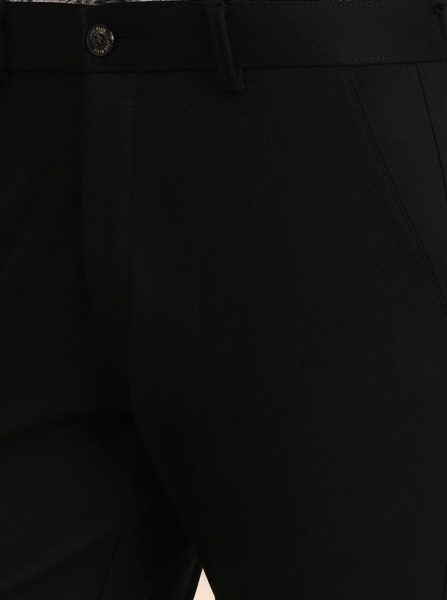 Black Solid Slim Fit Club Wear Trouser | JB Studio
