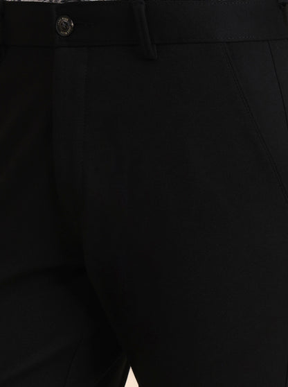 Black Solid Slim Fit Club Wear Trouser | JB Studio