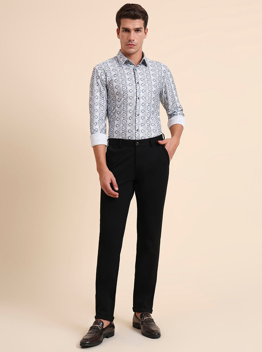 Black Solid Slim Fit Club Wear Trouser | JB Studio