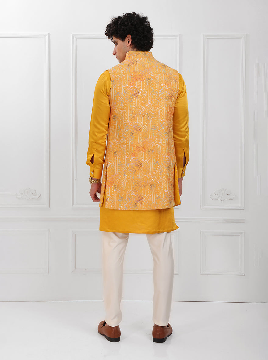 Yellow Kurta Set with Koti | TULA