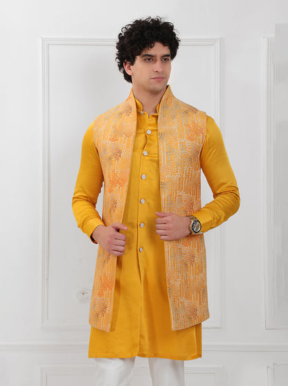 Yellow Kurta Set with Koti | TULA