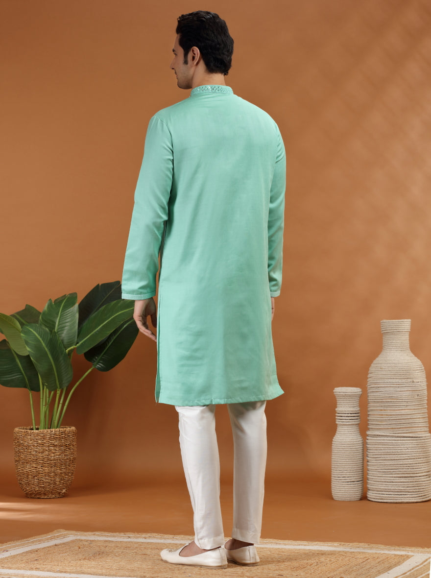 Green Embroidered Kurta Pajama | TULA