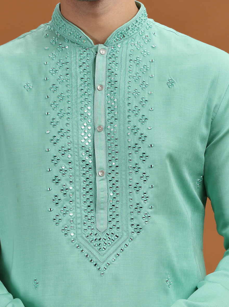 Green Embroidered Kurta Pajama | TULA