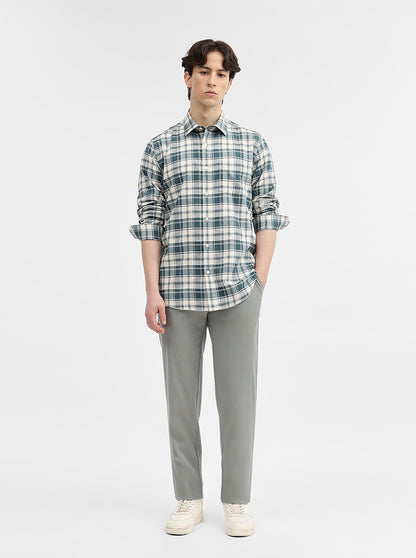Teal Checked Slim Fit Casual Shirt | JadeBlue