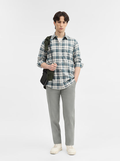Teal Checked Slim Fit Casual Shirt | JadeBlue